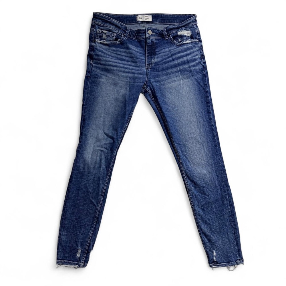 BKE Payton Mid-Rise Skinny Distressed Jeans Blue Womens y2k Size 30x29.5